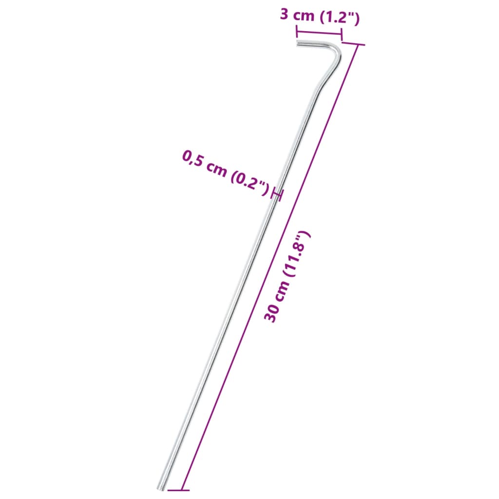 vidaXL Śledzie do namiotu, 25 szt., 30 cm, Ø5 mm, stal galwanizowana