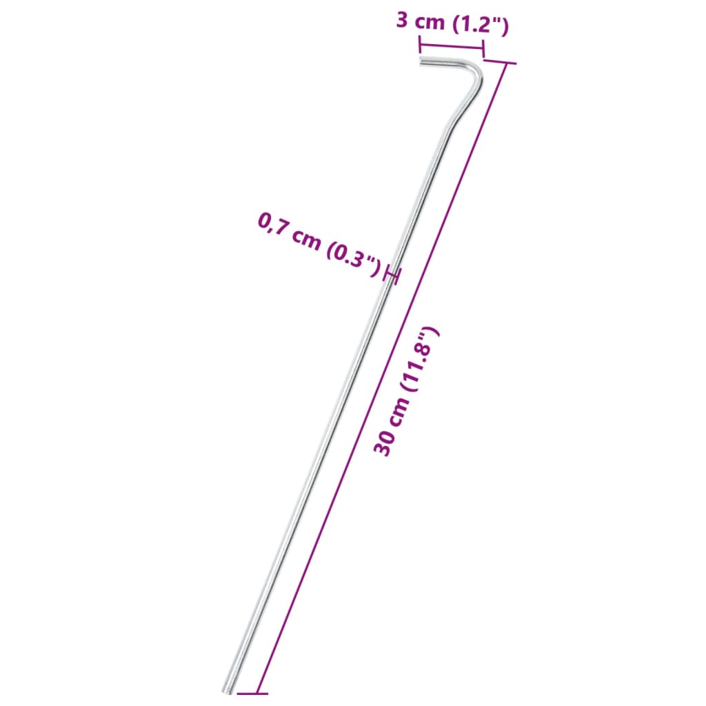 vidaXL Śledzie do namiotu, 25 szt., 30 cm, Ø7 mm, stal galwanizowana