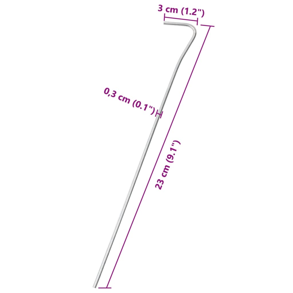 vidaXL Śledzie do namiotu, 50 szt., 23 cm, Ø3 mm, stal galwanizowana