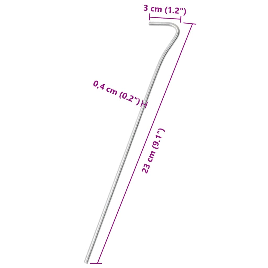 vidaXL Śledzie do namiotu, 50 szt., 23 cm, Ø4 mm, stal galwanizowana