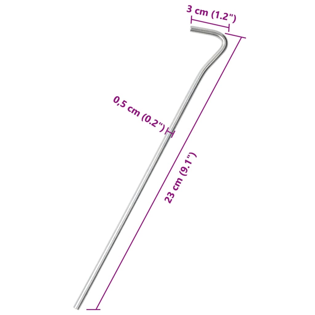 vidaXL Śledzie do namiotu, 50 szt., 23 cm, Ø5 mm, stal galwanizowana