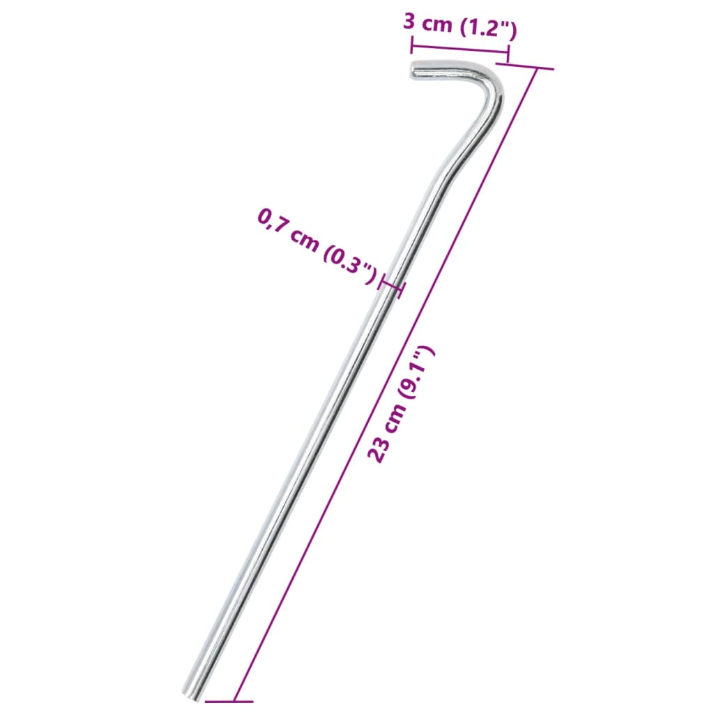 vidaXL Śledzie do namiotu, 50 szt., 23 cm, Ø7 mm, stal galwanizowana