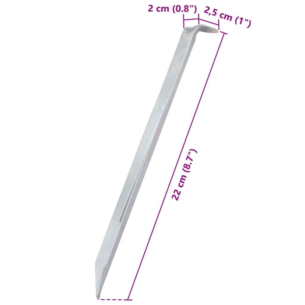 vidaXL Śledzie do namiotu, 24 szt., 22 cm, Ø20 mm, stal galwanizowana