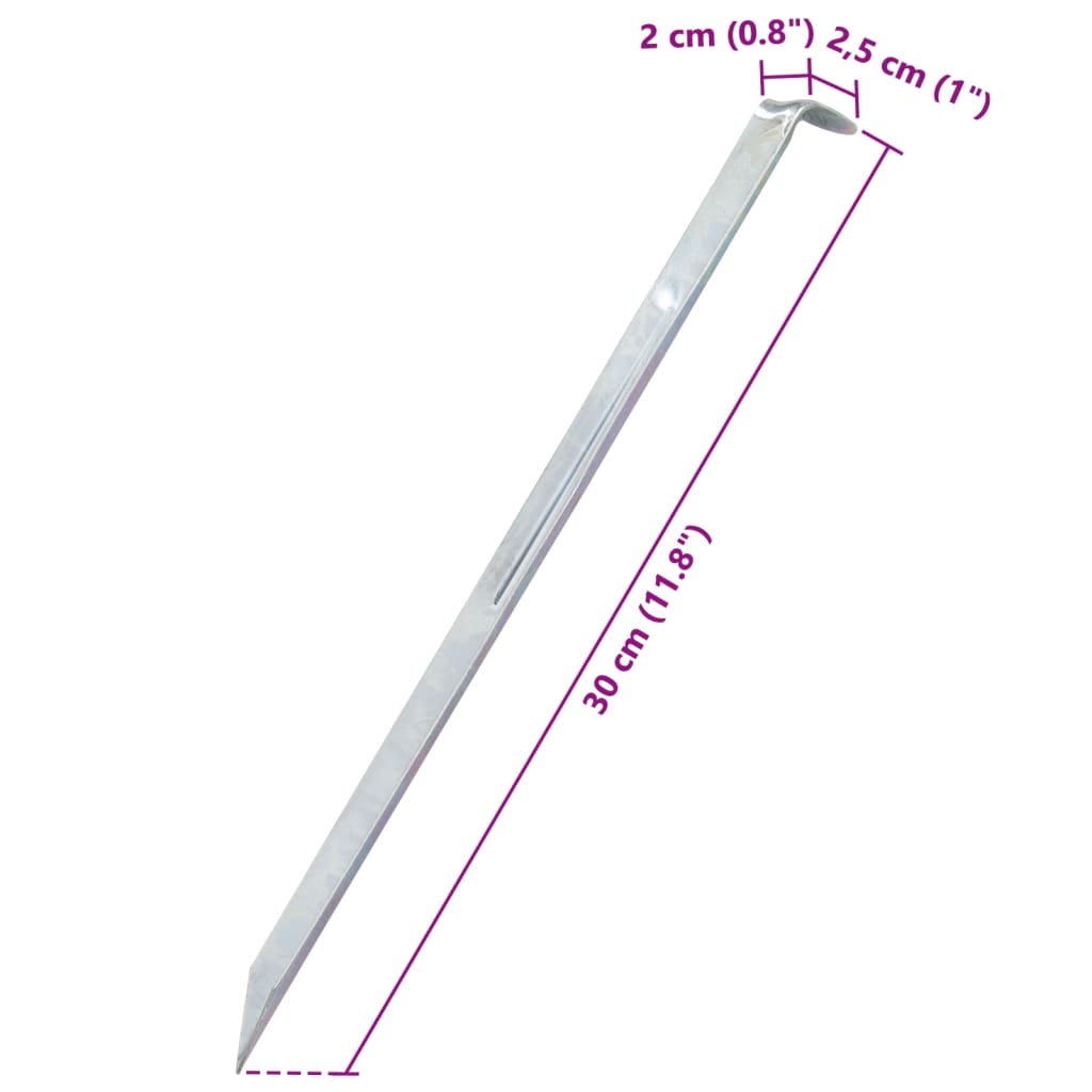 vidaXL Śledzie do namiotu, 24 szt., 30 cm, Ø20 mm, stal galwanizowana