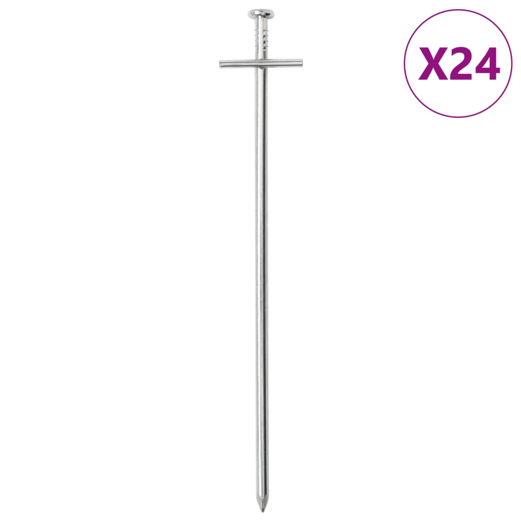 vidaXL Śledzie do namiotu, 24 szt., 23 cm, Ø6 mm, stal galwanizowana