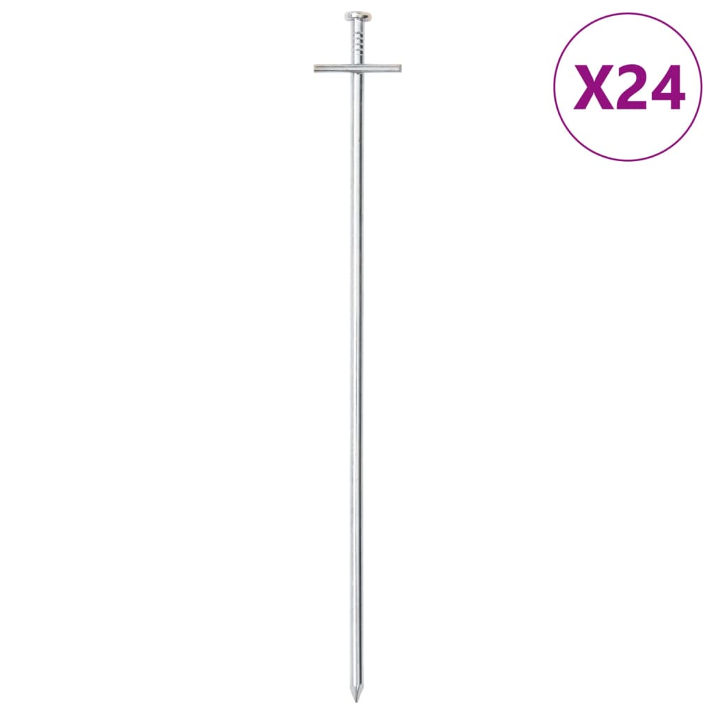 vidaXL Śledzie do namiotu, 24 szt., 29,5 cm, Ø6 mm, stal galwanizowana