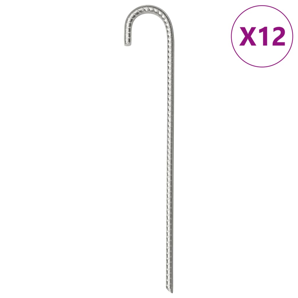 vidaXL Śledzie do namiotu, 12 szt., 37 cm, Ø10 mm, stal galwanizowana
