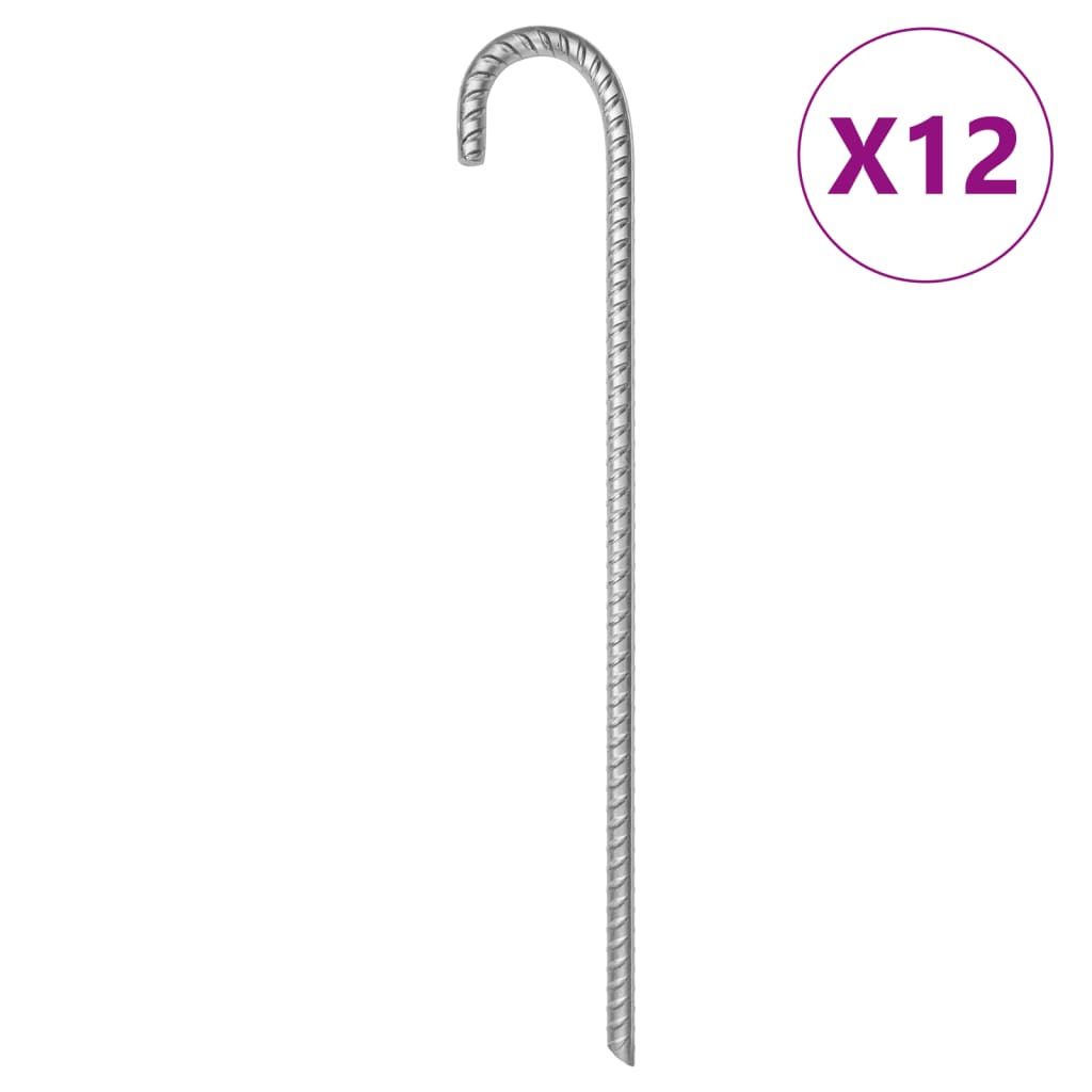 vidaXL Śledzie do namiotu, 12 szt, 41,5 cm, Ø12 mm, stal galwanizowana