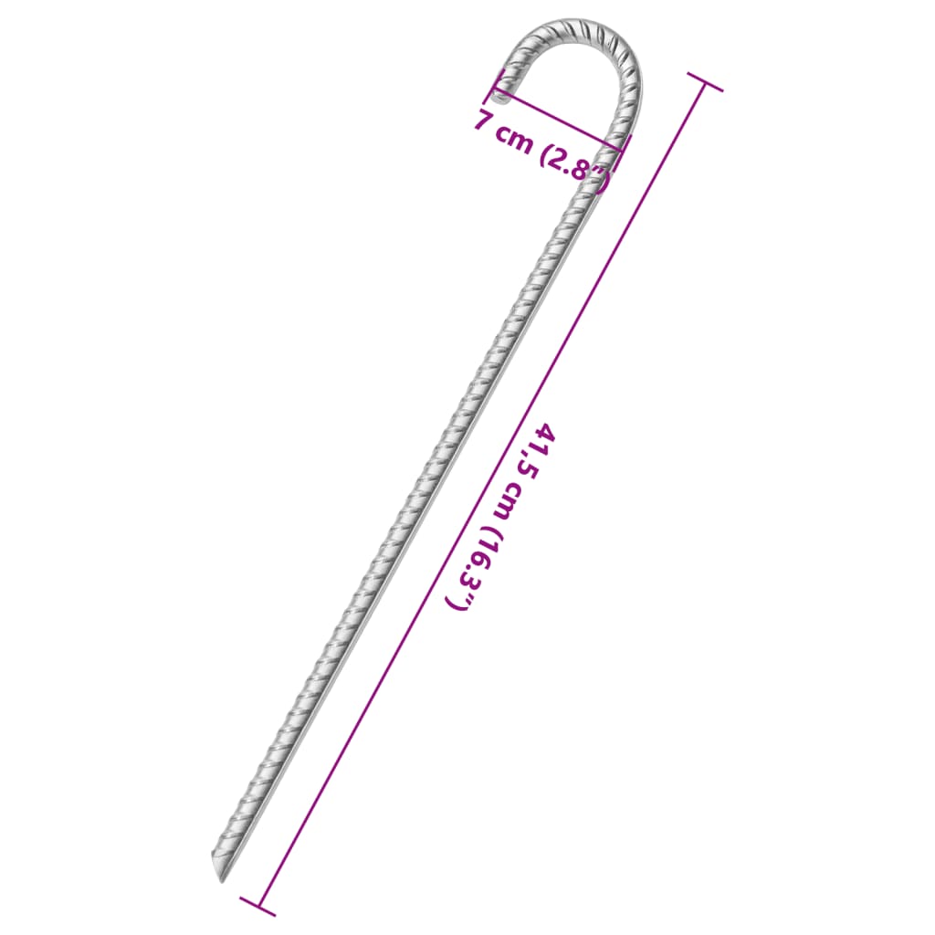 vidaXL Śledzie do namiotu, 12 szt, 41,5 cm, Ø12 mm, stal galwanizowana