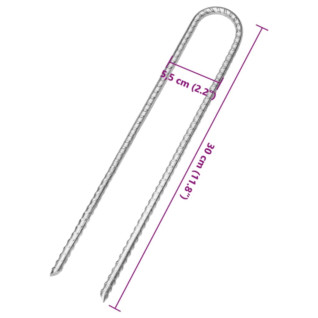 vidaXL Śledzie do namiotu, 6 szt., kształt U, 30 cm, Ø7 mm, stal