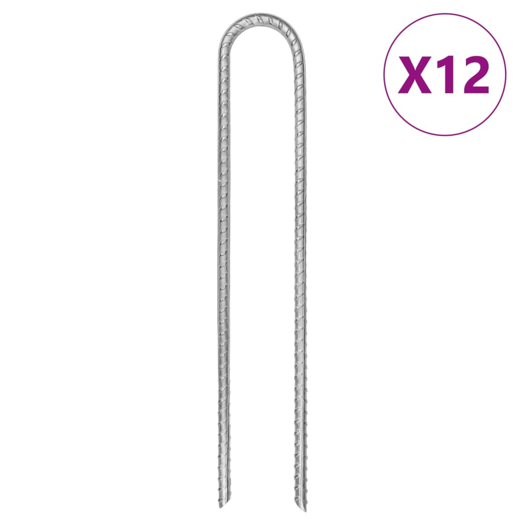 vidaXL Śledzie do namiotu, 12 szt., kształt U, 30 cm, Ø7 mm, stal