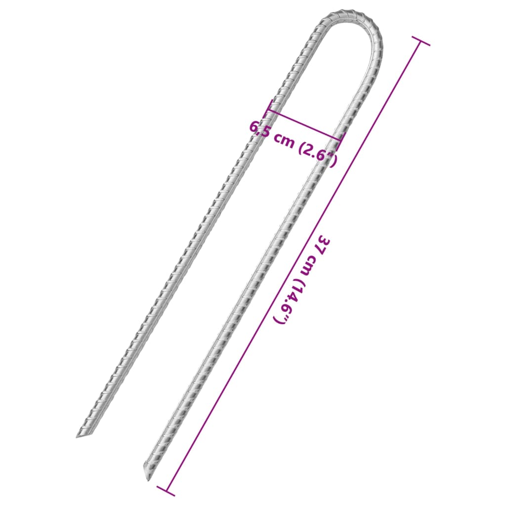vidaXL Śledzie do namiotu, 12 szt., kształt U, 37 cm, Ø10 mm, stal