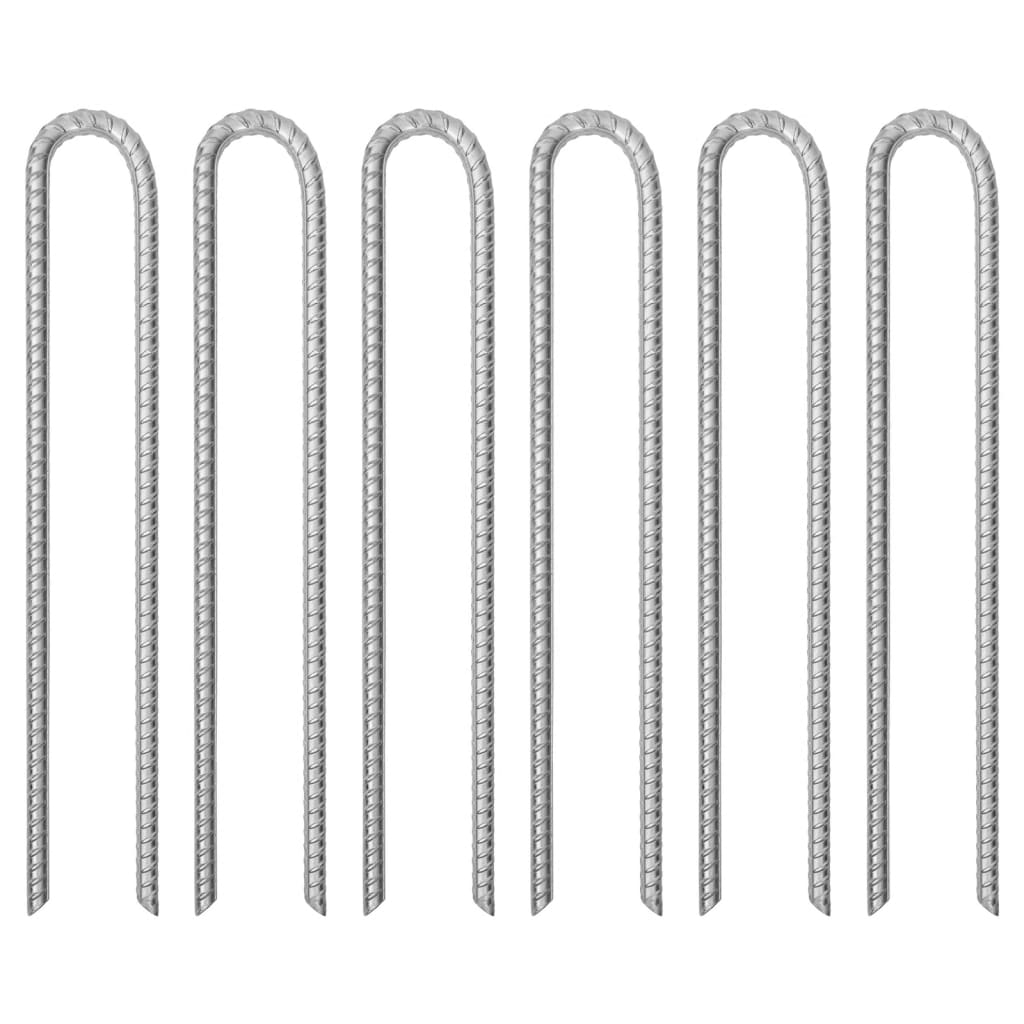 vidaXL Śledzie do namiotu, 6 szt., kształt U, 41,5 cm, Ø12 mm, stal
