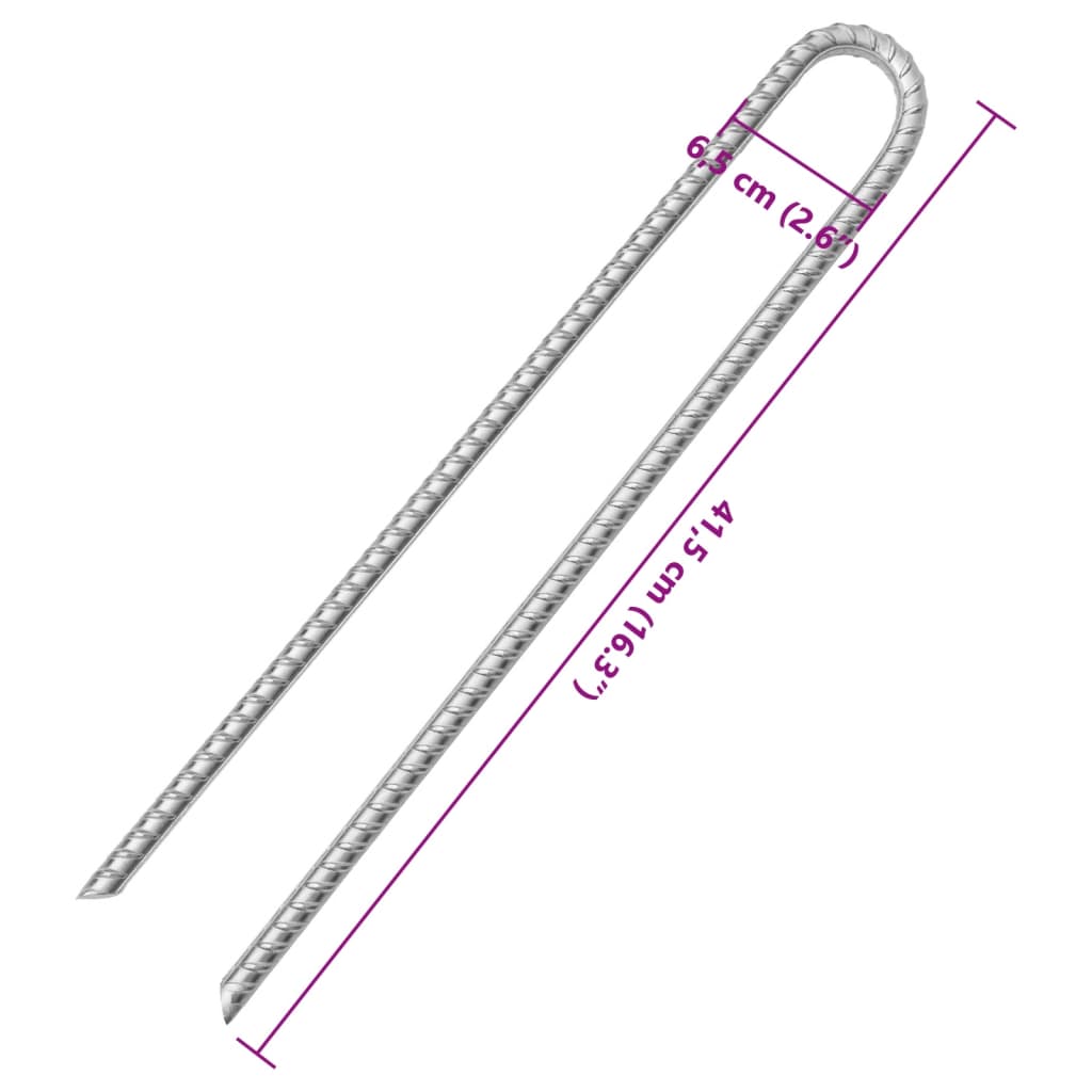 vidaXL Śledzie do namiotu, 6 szt., kształt U, 41,5 cm, Ø12 mm, stal
