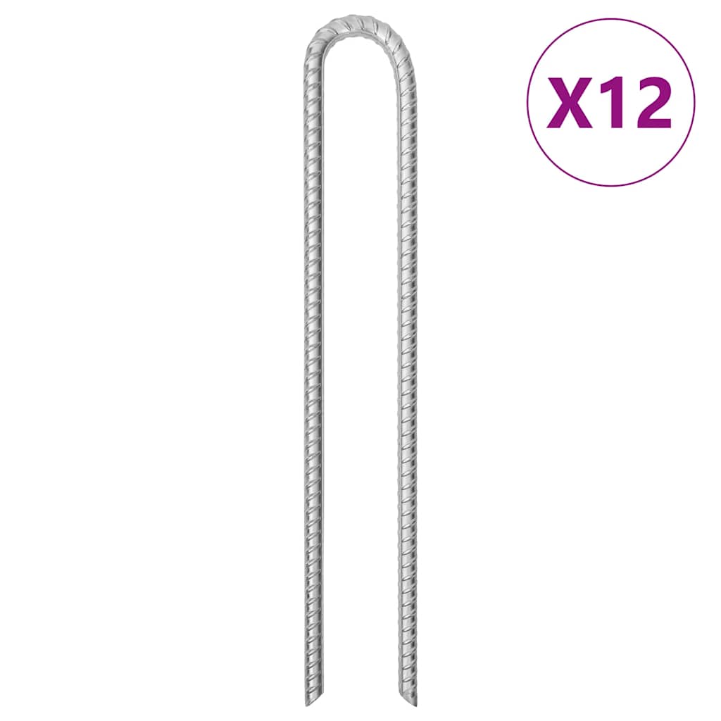 vidaXL Śledzie do namiotu, 12 szt., kształt U, 41,5 cm, Ø12 mm, stal