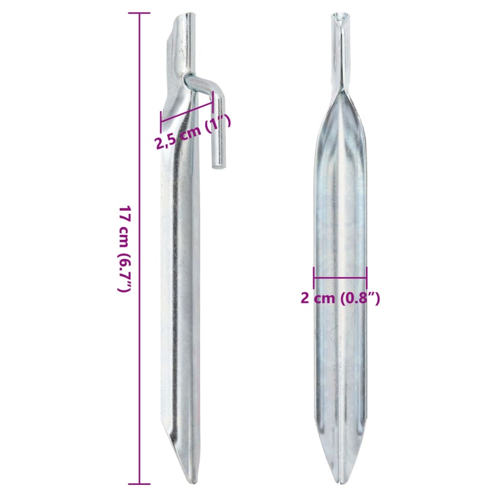vidaXL Śledzie do namiotu, 24 szt., kształt V, 17 cm, Ø20 mm, stal