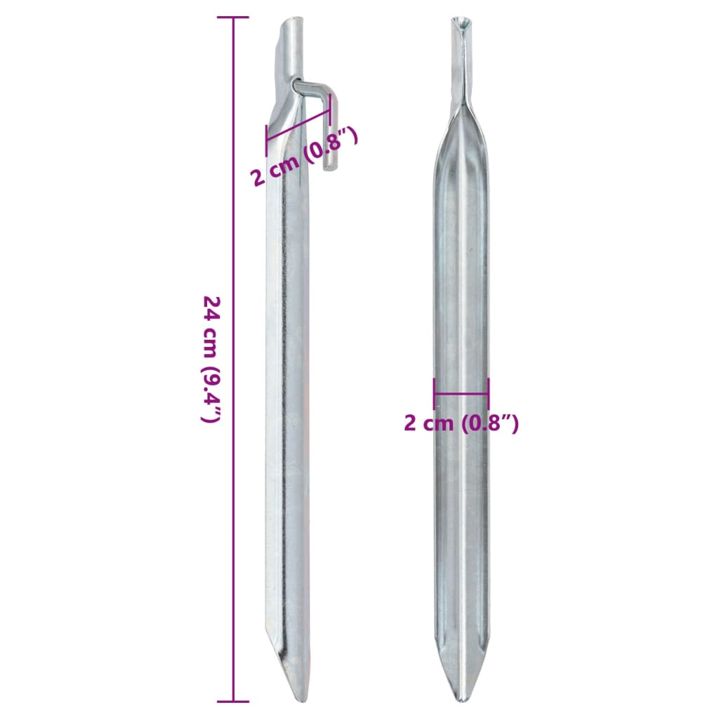 vidaXL Śledzie do namiotu, 24 szt., kształt V, 24 cm, Ø20 mm, stal
