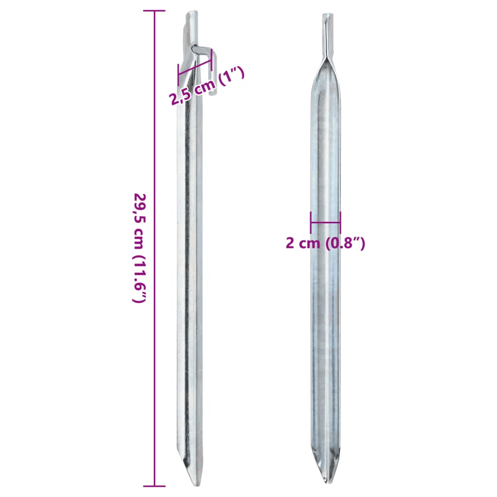 vidaXL Śledzie do namiotu, 24 szt., kształt V, 29,5 cm Ø20 mm, stal