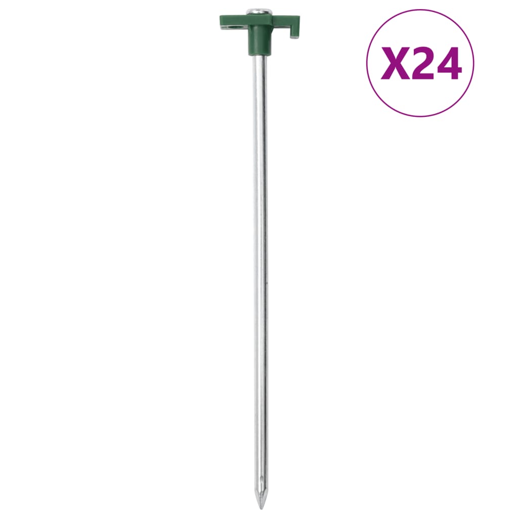 vidaXL Śledzie do namiotu, 24 szt., 25 cm, 7 mm, stal i PP