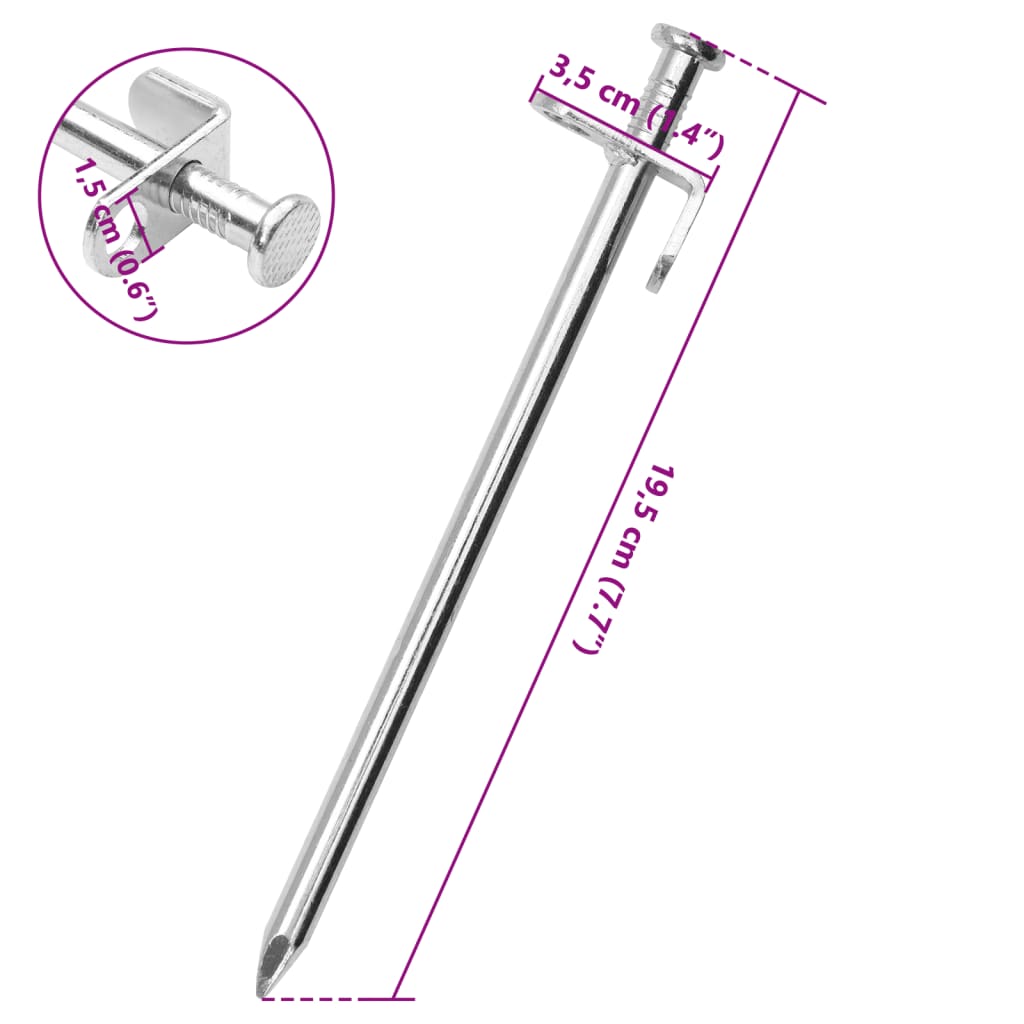 vidaXL Śledzie do namiotu, 24 szt., 19,5 cm, 8 mm, stal galwanizowana