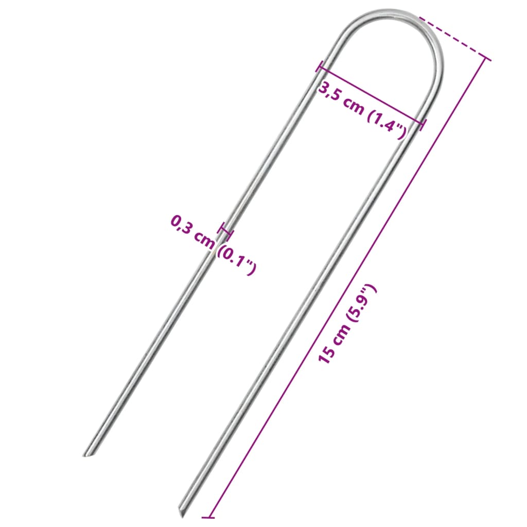 vidaXL Kołki gruntowe w kształcie litery U, 25 szt., 15x3,5 cm, stal