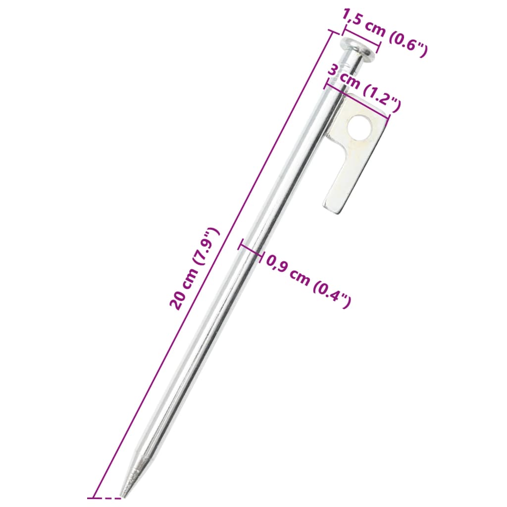 vidaXL Śledzie do namiotu, 24 szt., 20 cm, 9 mm, stal galwanizowana