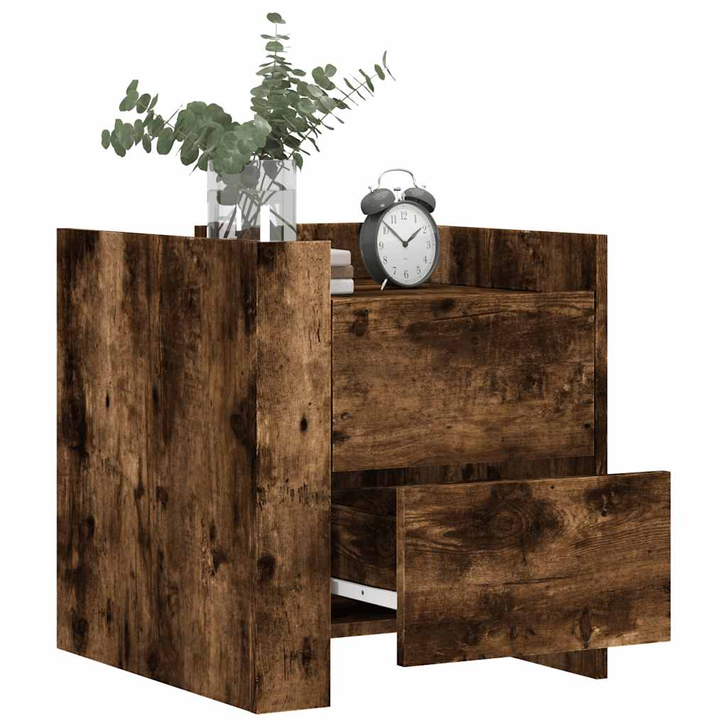 vidaXL Szafka nocna, opalany dąb, 45x50x50 cm, materiał drewnopochodny