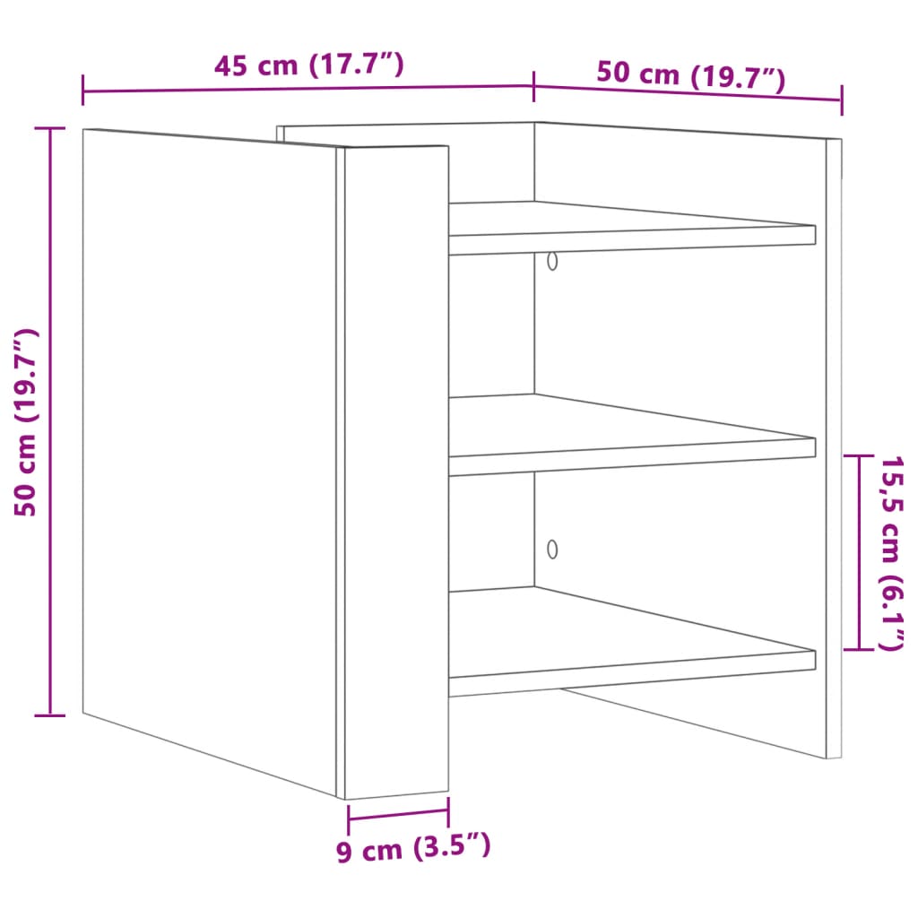 vidaXL Szafka nocna, szary beton, 45x50x50 cm, materiał drewnopochodny
