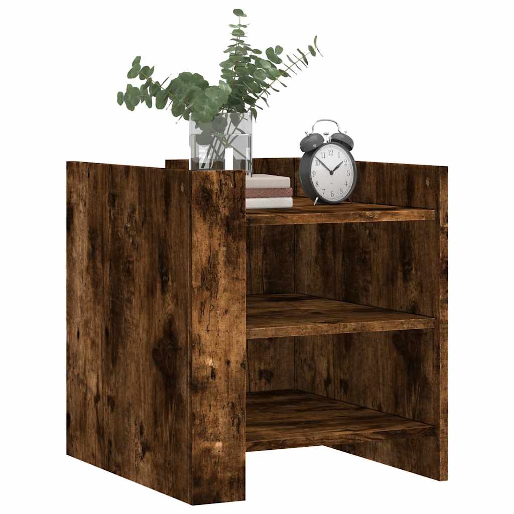 vidaXL Szafka nocna, opalany dąb, 45x50x50 cm, materiał drewnopochodny