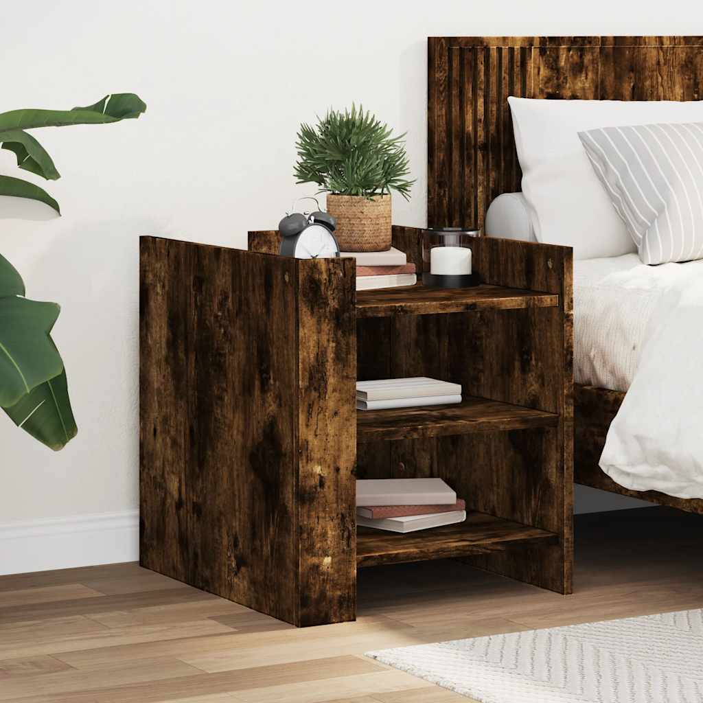 vidaXL Szafka nocna, opalany dąb, 45x50x50 cm, materiał drewnopochodny