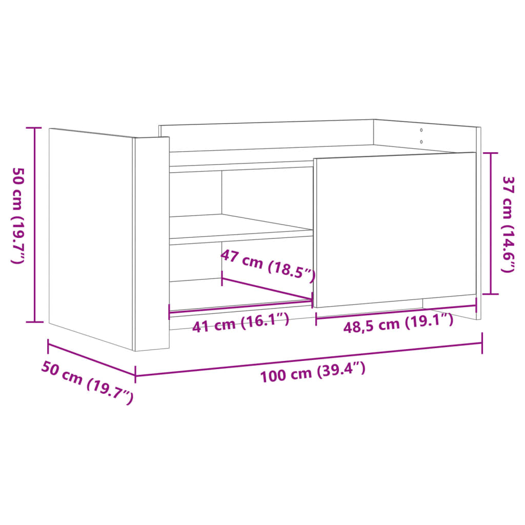 vidaXL Stolik kawowy, czarny, 100x50x50 cm, materiał drewnopochodny