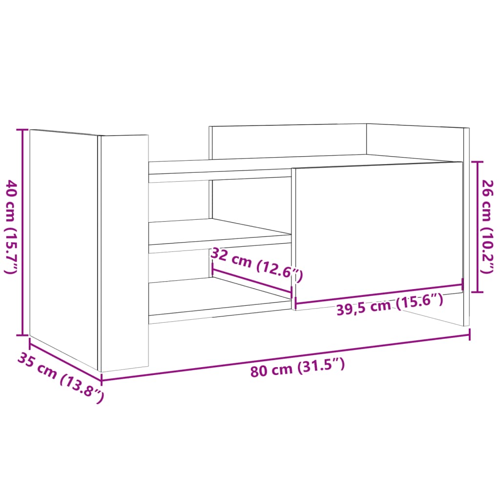 vidaXL Szafka pod TV, biała, 80x35x40 cm, materiał drewnopochodny