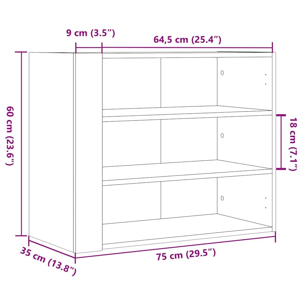 vidaXL Szafka wisząca, biała, 75x35x60 cm, materiał drewnopochodny