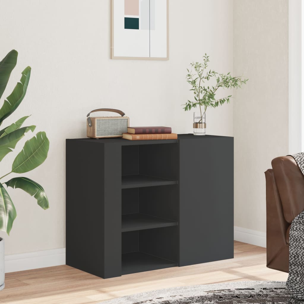 vidaXL Szafka wisząca, czarna, 75x35x60 cm, materiał drewnopochodny