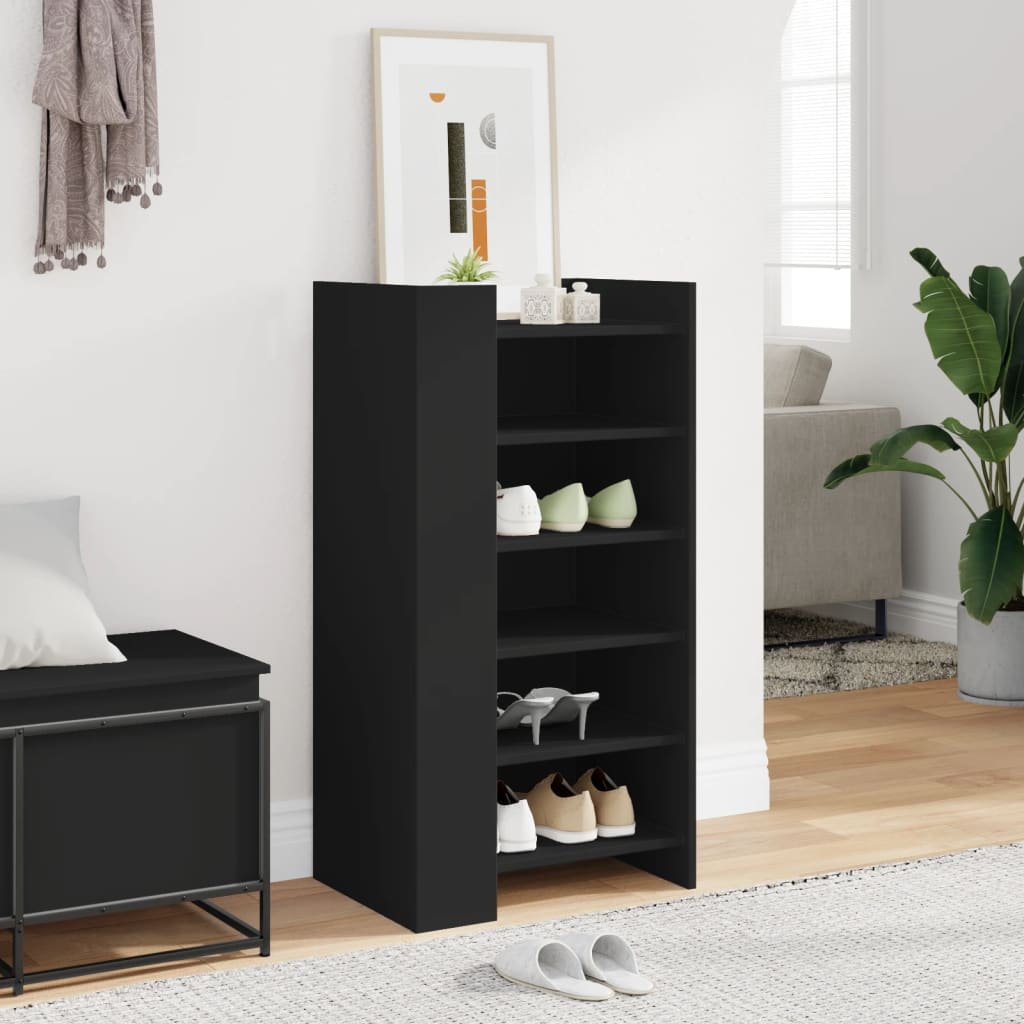 vidaXL Szafka na buty, czarna, 52x37,5x100 cm, materiał drewnopochodny