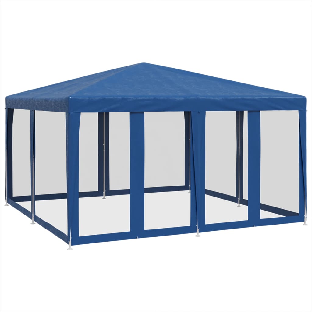 vidaXL Namiot imprezowy z 8 ścianami z siatki, niebieski, 4x4 m, HDPE