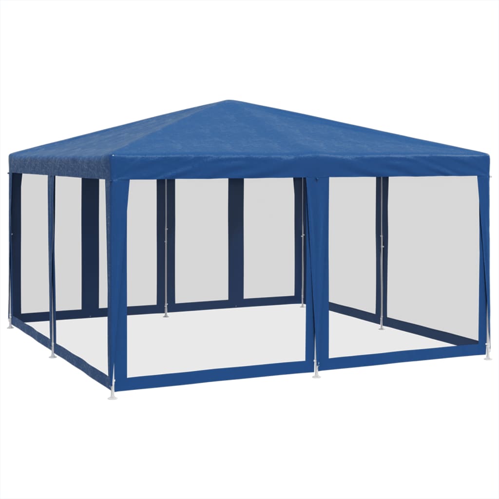vidaXL Namiot imprezowy z 8 ścianami z siatki, niebieski, 4x4 m, HDPE