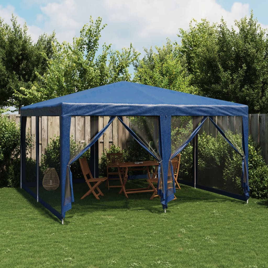 vidaXL Namiot imprezowy z 8 ścianami z siatki, niebieski, 4x4 m, HDPE