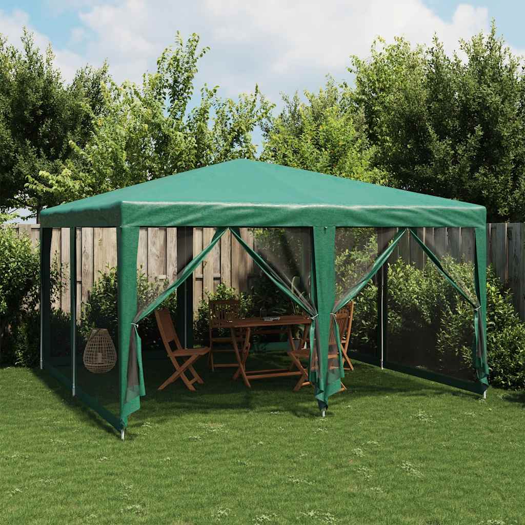 vidaXL Namiot imprezowy z 8 ścianami z siatki, zielony, 4x4 m, HDPE