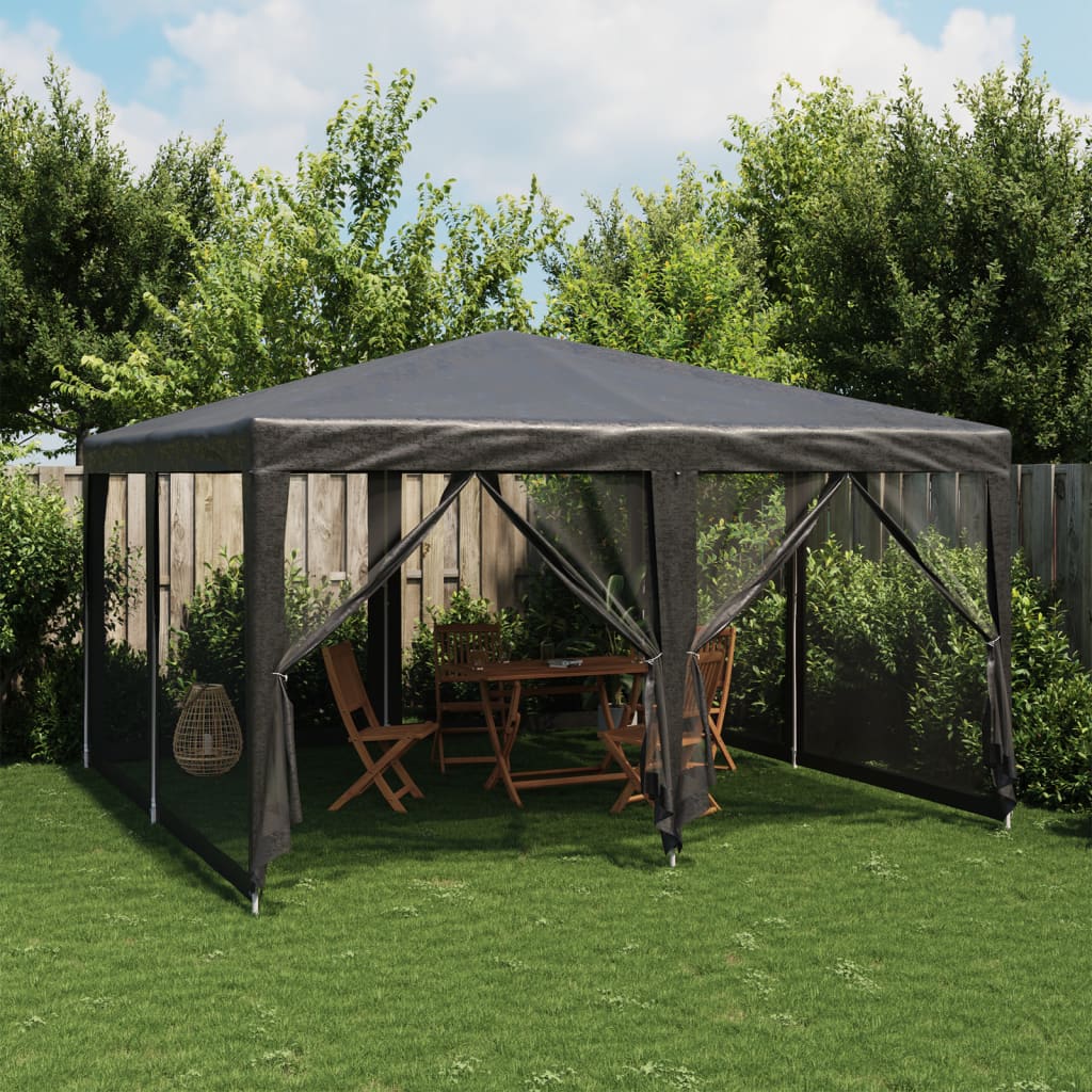 vidaXL Namiot imprezowy z 8 ścianami z siatki, antracyt, 4x4 m, HDPE