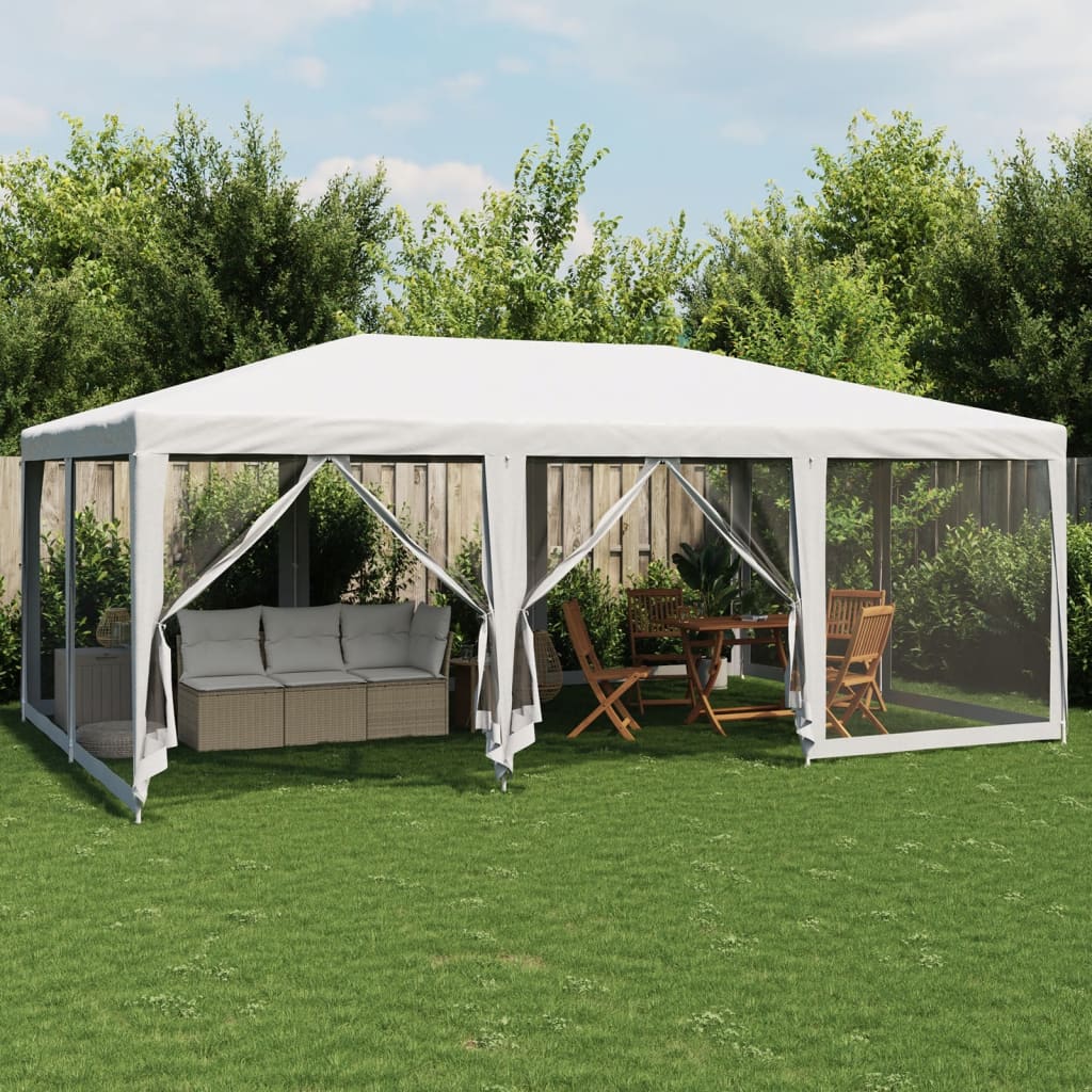 vidaXL Namiot imprezowy z 10 ścianami z siatki, biały, 6x4 m, HDPE