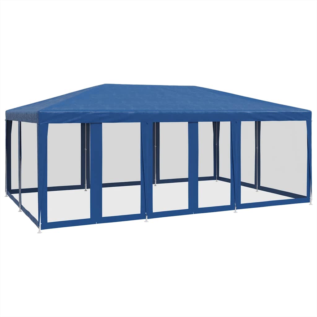 vidaXL Namiot imprezowy z 10 ścianami z siatki, niebieski, 6x4 m, HDPE