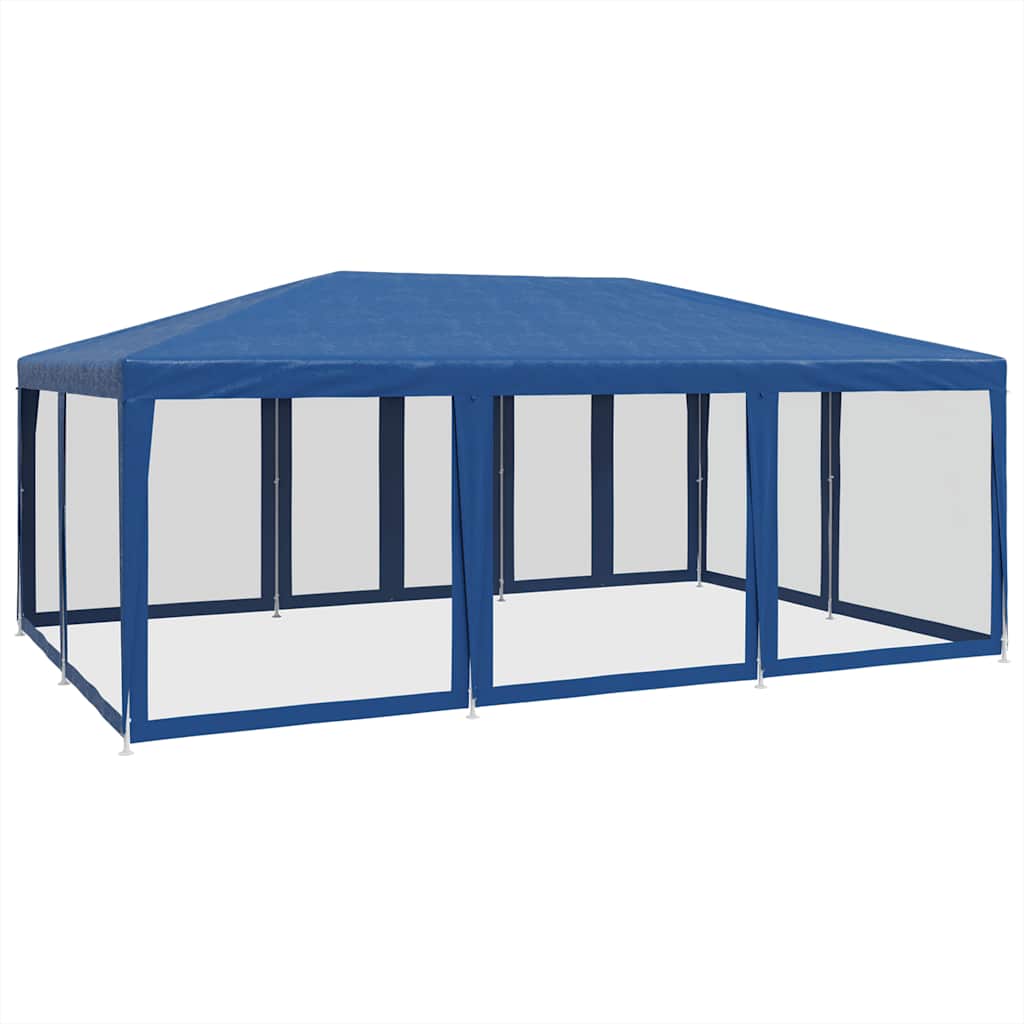 vidaXL Namiot imprezowy z 10 ścianami z siatki, niebieski, 6x4 m, HDPE
