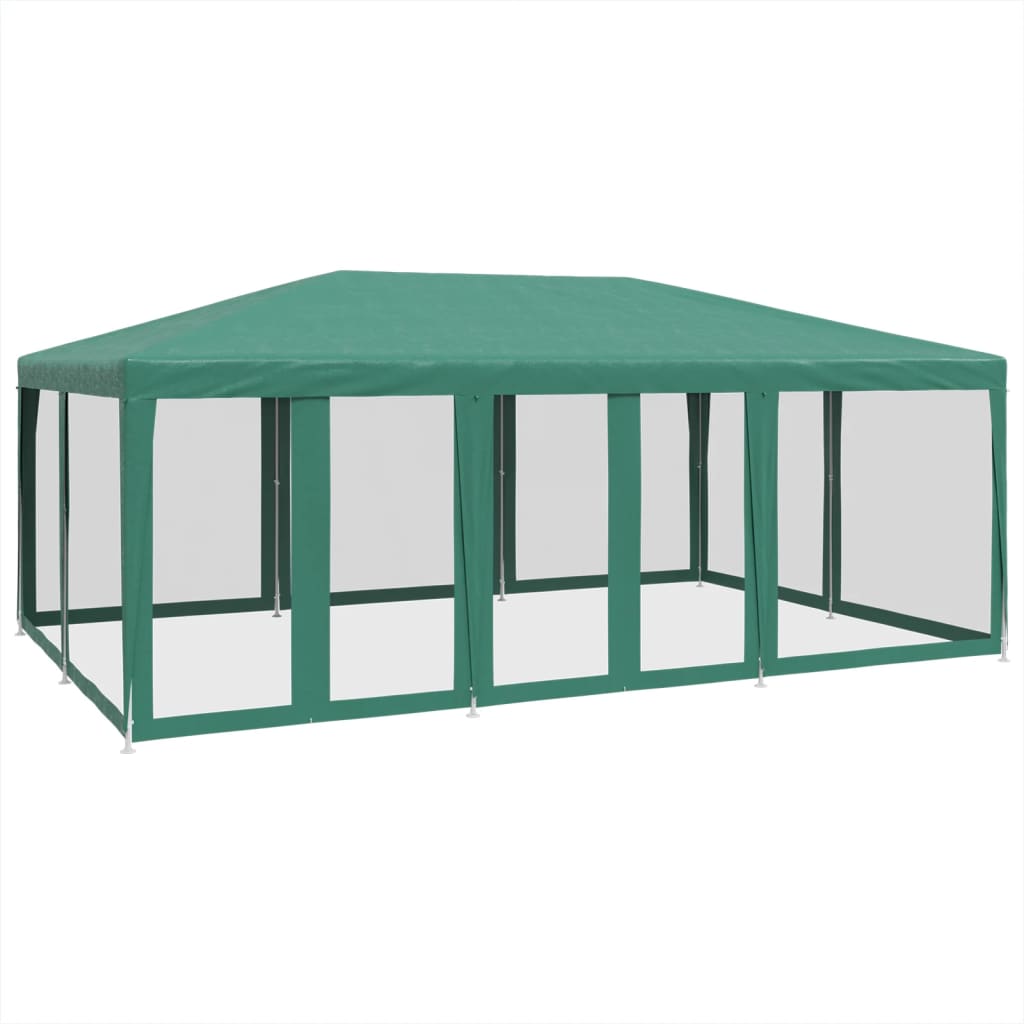 vidaXL Namiot imprezowy z 10 ścianami z siatki, zielony, 6x4 m, HDPE