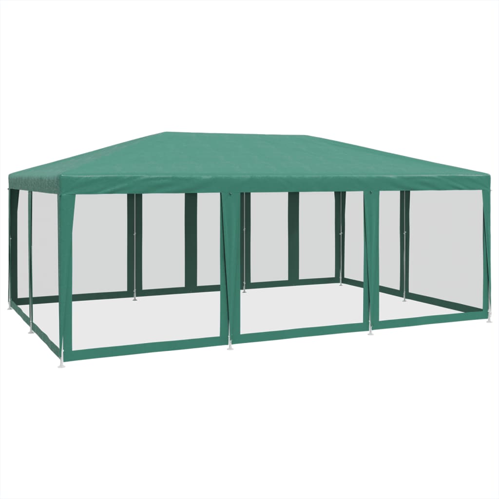 vidaXL Namiot imprezowy z 10 ścianami z siatki, zielony, 6x4 m, HDPE