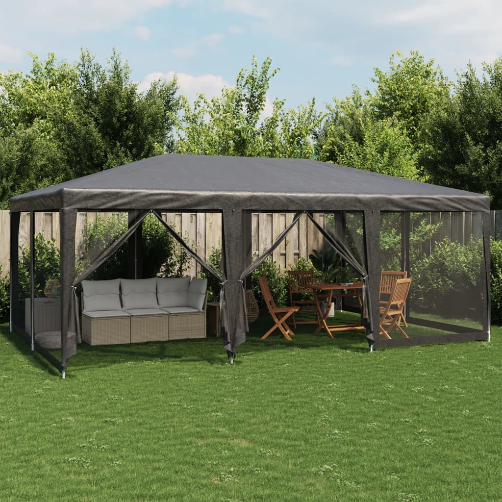 vidaXL Namiot imprezowy z 10 ścianami z siatki, antracyt, 6x4 m, HDPE