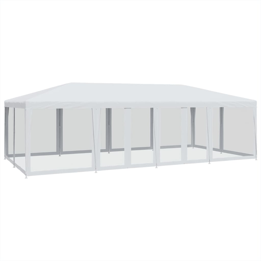 vidaXL Namiot imprezowy z 12 ścianami z siatki, biały, 8x4 m, HDPE