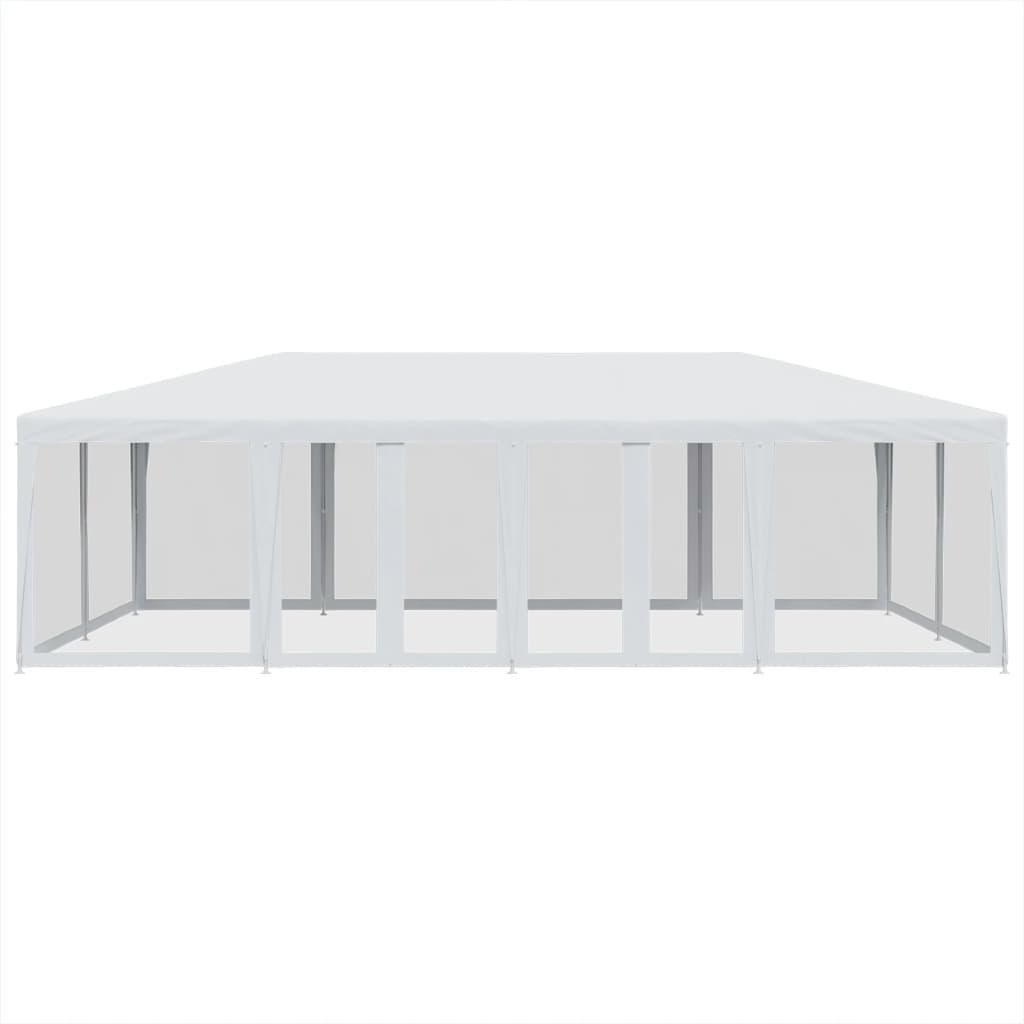 vidaXL Namiot imprezowy z 12 ścianami z siatki, biały, 8x4 m, HDPE
