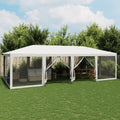 vidaXL Namiot imprezowy z 12 ścianami z siatki, biały, 8x4 m, HDPE