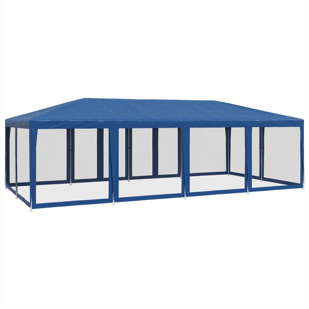 vidaXL Namiot imprezowy z 12 ścianami z siatki, niebieski, 8x4 m, HDPE